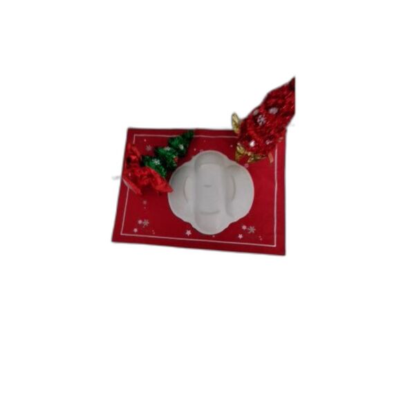 Kashima Christmas Holly Divided Serving Dish 3 part relish dish ~Vintage! - Picture 2 of 5